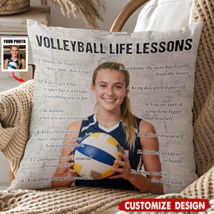 Personalized Volleyball Life Lessons Upload Photo Pillow-Gift For Volleyball Lovers