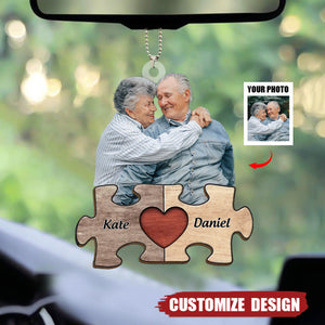 You Are My Missing Piece - Personalized Car Hanging Ornament - Gift For Couple