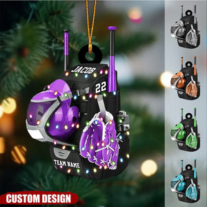 Personalized Baseball Bag with Helmet & Gloves Christmas Ornament, Gift For Baseball Lovers - 2025 New Release