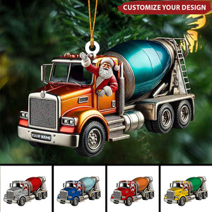 Personalized Cement Mixer Santa Ornament - 2025 New Release Unique Holiday Gift for Construction Fans