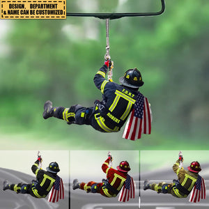 Personalized US/CA Firefighter Custom Name & Department Car Hanging Ornament