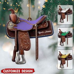 Personalized Western Horse Saddle Ornament - Gift for Riders Cowboy Cowgirl