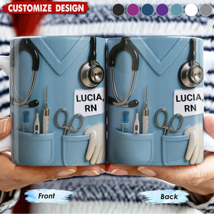 Celebrate Everyday Heroes, Stethoscope And Medical Instruments - Personalized Coffee Mug - Perfect Gift For Nurses