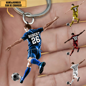 Personalized Christmas Play Football/Soccer Acrylic Keychain 2 Sided Gift For Football/Soccer Lovers