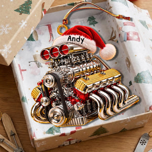 Personalized Drag Racing V8 Engine Ornament - Gifts For Racing Fans Christmas Ornament