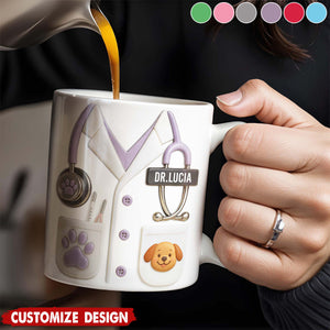 Medical Professional Design With Stethoscope And Dog Cat - Personalized Coffee Mug - Gift For Veterinarians