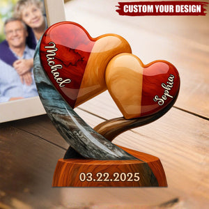 Our Hearts Beat As One - Couple Personalized Custom Acrylic Plaque - Gift For Husband Wife, Anniversary