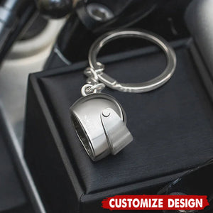 Personalized Monogram Motorcycle Helmet Keychain - Birthday Father's Day Valentine's Day Gift for Men