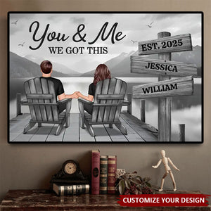 Personalized Seaside Poster Romantic Couple Back View Clear and Sturdy Love Memory Wall Décor Gift