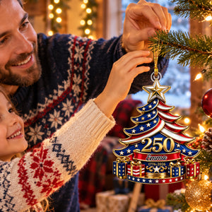 Personalized 250 Years America Ornament,Patriotic Christmas Tree Ornament