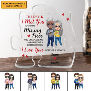 Doll Couple Found My Missing Piece Anniversary - Personalized Acrylic Plaque