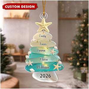 Personalized Family Sea Glass Acrylic Ornament - Family Christmas Gift