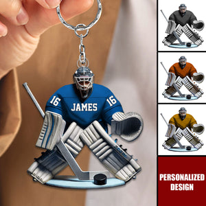 Personalized Hockey Goalie Keychain