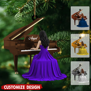 Personalized Grand Piano Christmas Ornament - Gift for Girl Pianist And Player Music Lover