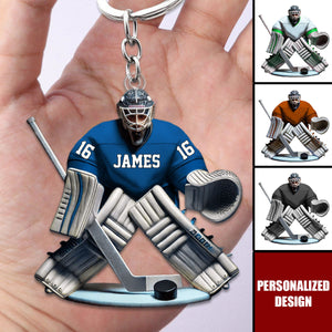 Personalized Hockey Goalie Keychain