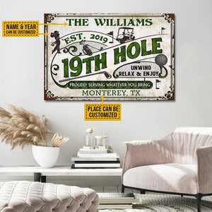 Personalized Golf 19th Hole Proudly Customized Poster-Great Gift idea For your Beloved ones