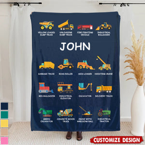 Personalized Construction Truck Blanket - Gift for Kids Truck Lovers
