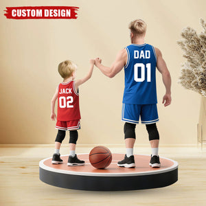 Basketball Dad And Kids - Personalized Acrylic Plaque, Father's Day Gift for Dad, Gift for Husband