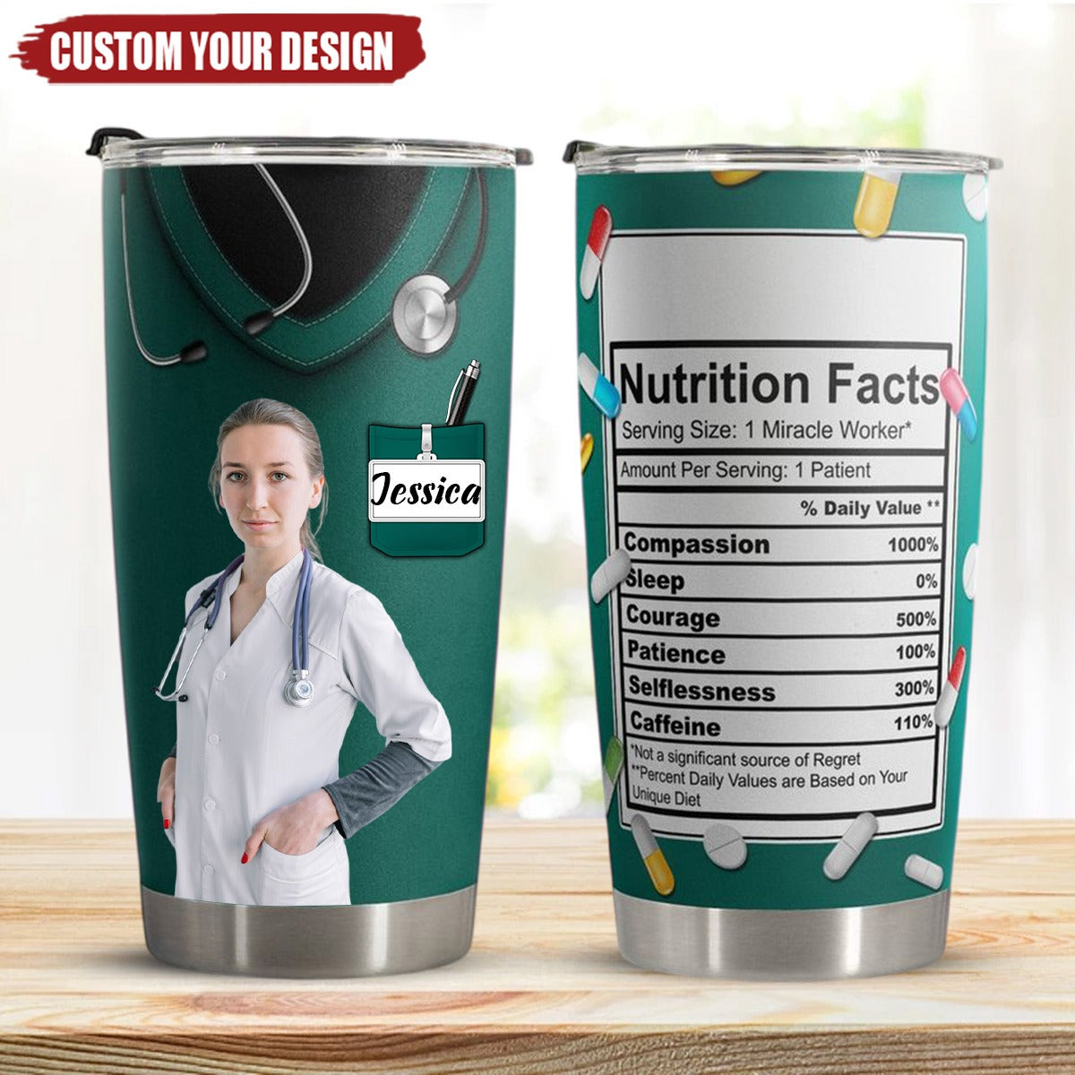 Nurse Nutrition Facts - Personalized Photo Tumbler Cup