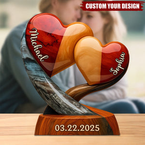 Our Hearts Beat As One - Couple Personalized Custom Acrylic Plaque - Gift For Husband Wife, Anniversary