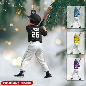 Personalized Kid Baseball Player Ornament - Gift for Kids