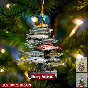 Personalized Fishing Waves Ornament - Gift for Fishing Lovers