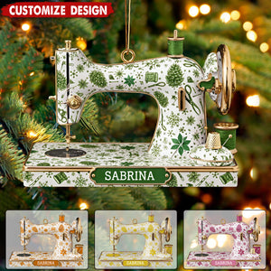Personalized Sewing Machine Christmas Ornament – Gift for Seamstress, Quilter, Crafter