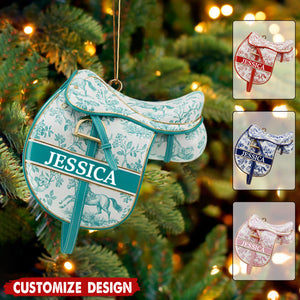 Personalized Equestrian Saddle Christmas Ornament - Gift For Horse Riding Lovers