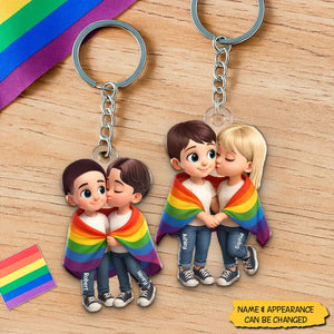 Pride Month LGBT Couple Love Is Love - Personalized Acrylic Keychain, Gift for him Or her