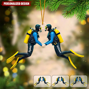 Personalized Scuba Diving Couple Acrylic Ornament Gifts For Couple