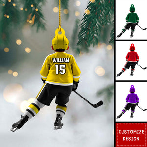 Personalized Kid Hockey Player Ornament - Gifts For Kid Hockey Lovers