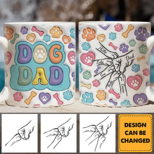 Dog Human Fist Bump - Gift For Dog Dad, Dog Lovers - 3D Inflated Effect Printed Mug