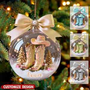Personalized Boot Christmas Ornament - Gift For Cowboy Cowgirl