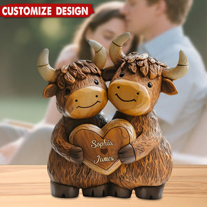 Personalized Cute Highland Cow Couple Acrylic Plaque