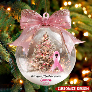 The Year We Beat A Cancer - Personalized Ornament - Gift for Cancer Fighter