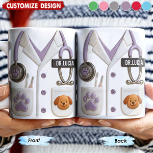 Medical Professional Design With Stethoscope And Dog Cat - Personalized Coffee Mug - Gift For Veterinarians