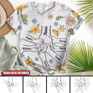 You Hold Our Hands, Also Our Hearts Personalized 3D T-shirt - Gift For Mom, Grandma