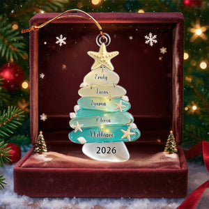 Personalized Family Sea Glass Acrylic Ornament - Family Christmas Gift
