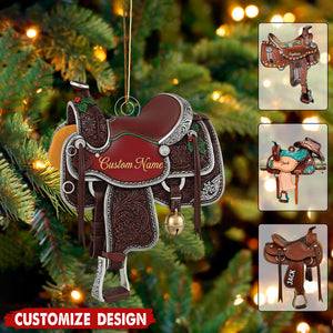 Personalized Western Saddle Ornament - Gifts for Cowboy Cowgirl - Cowboy Rodeo Keepsake