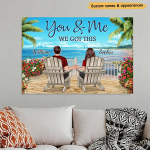Back View Couple Sitting Beach Landscape You & Me We Got This Personalized Horizontal Poster