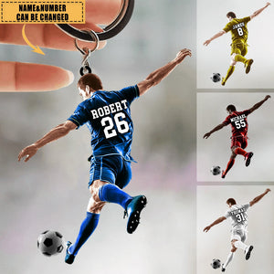 Personalized Christmas Play Football/Soccer Acrylic Keychain 2 Sided Gift For Football/Soccer Lovers