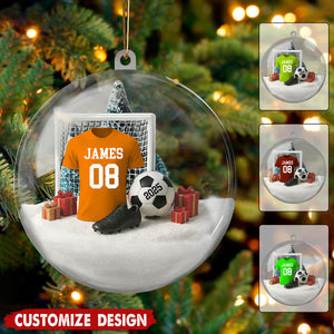 Personalized Dream Locker Soccer Jersey Snow Globe Christmas Ornament - Gift for Soccer Players, Son, Daughter, Grandkids, Team Members