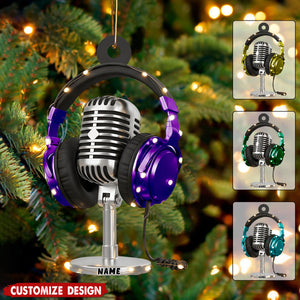 Personalized Microphone Radio Christmas Ornament - Gifts For Music Lover