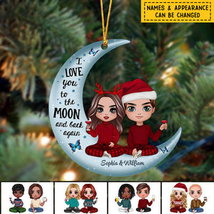 Doll Couple Sitting Anniversary Gift For Him Gift For Her Personalized Acrylic Christmas Ornament