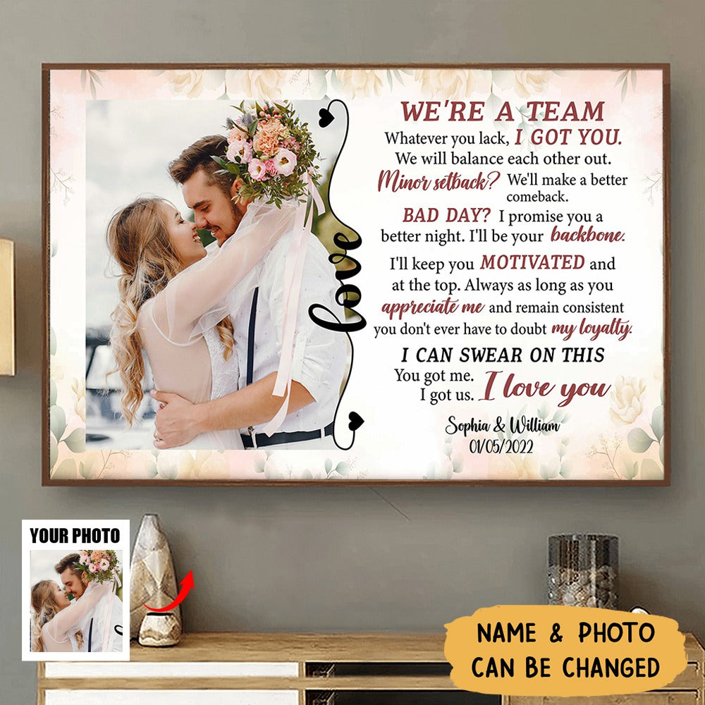 We Are A Team - Personalized Photo Canvas Poster gift for couple