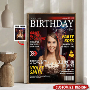 Personalized Birthday Magazine Cover Poster