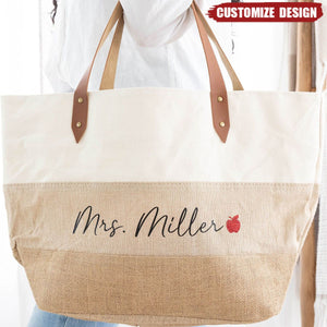 Personalized Teacher Teacher Canvas Tote Bag - Gift For Teacher