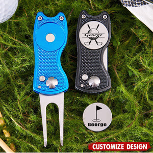 Personalized Golf Divot Tool With Ball Marker,Retractable Divot Tool - Birthday,Father's Day Gift For Golfer