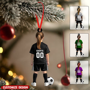 Personalized Kid Soccer Player Ornament - Gift For Soccer Young Lovers