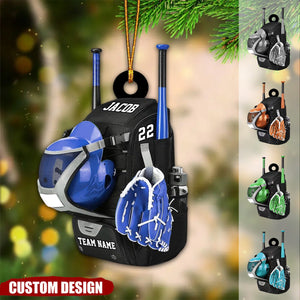 Personalized Baseball Bag with Helmet & Gloves Christmas Ornament, Gift For Baseball Lovers - 2025 New Release